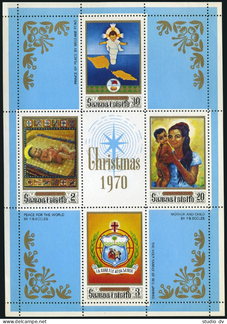 Samoa 336a Sheet, MNH. Mi Bl.2. Christmas 1970. Frances B.Eccles, W.Jachne,Fa'ao - Samoa (Staat)