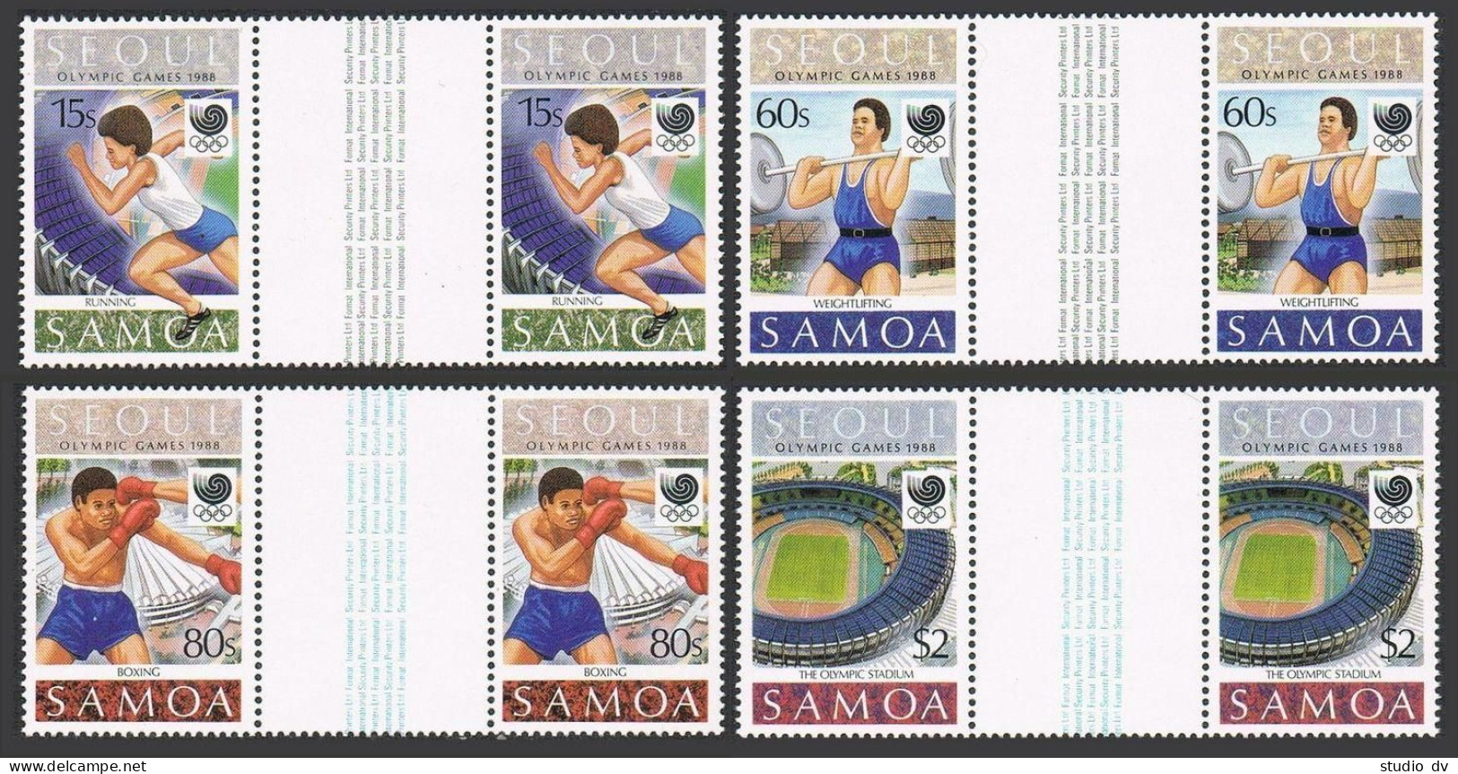 Samoa 721-724 Gutter,724a,MNH.Mi 645-48,Bl.44.Olympics Seoul-1988.Running,Boxing - Samoa