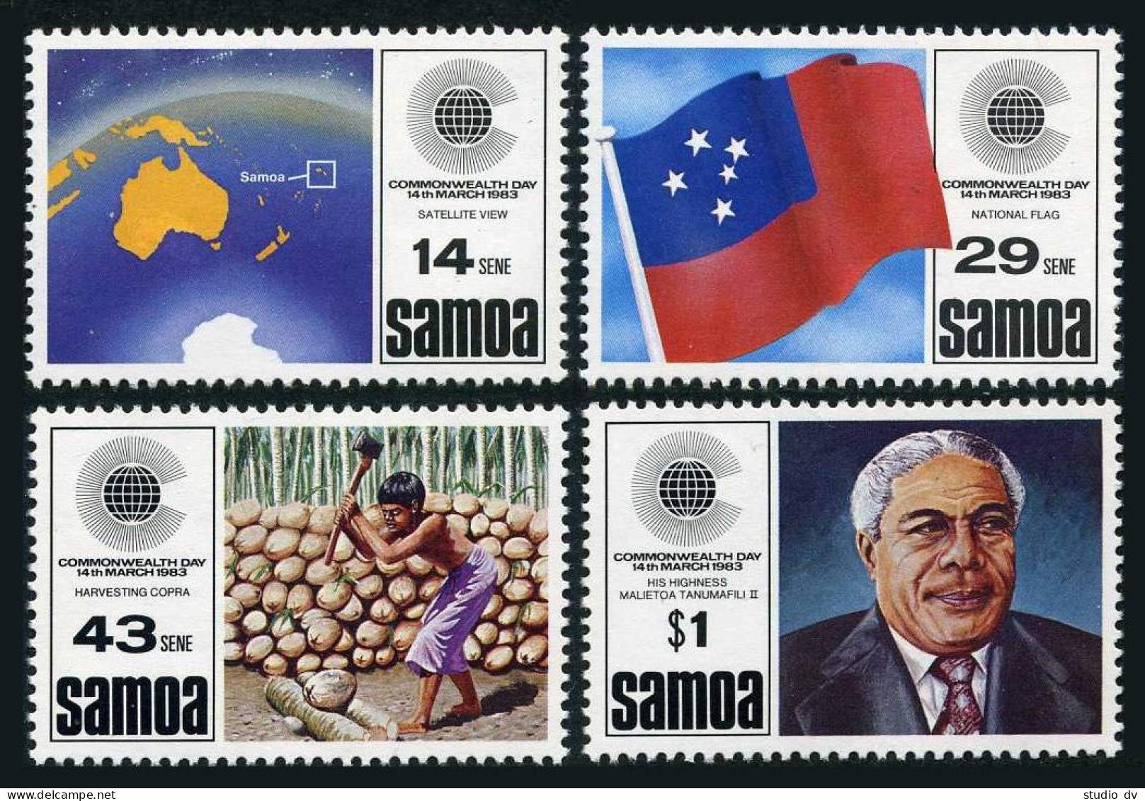 Samoa 587-590, MNH. Mi 494-497. Commonwealth Day 1983. Map,Flag,Copra, President - Samoa (Staat)