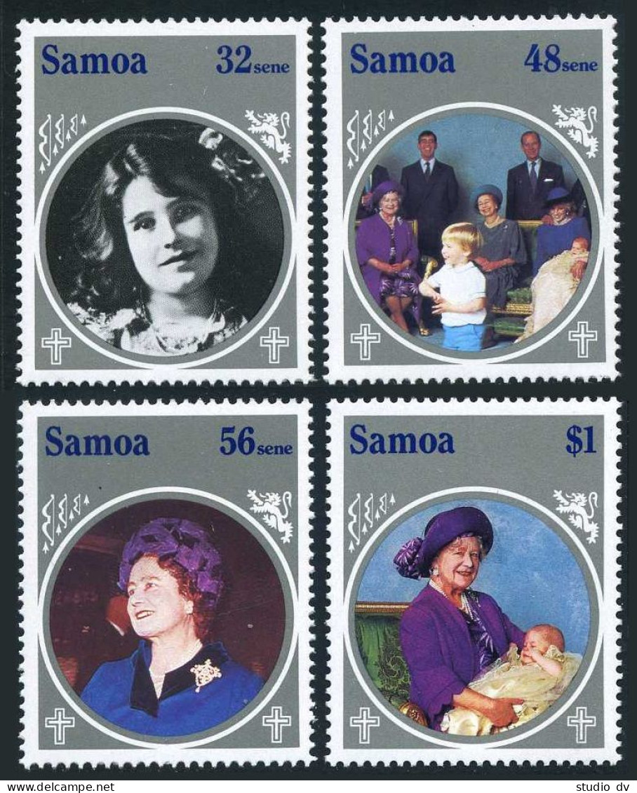Samoa 649-652,653, MNH. Mi 565-569. Queen Mother Elizabeth, 85th Birthday. 1985. - Samoa (Staat)