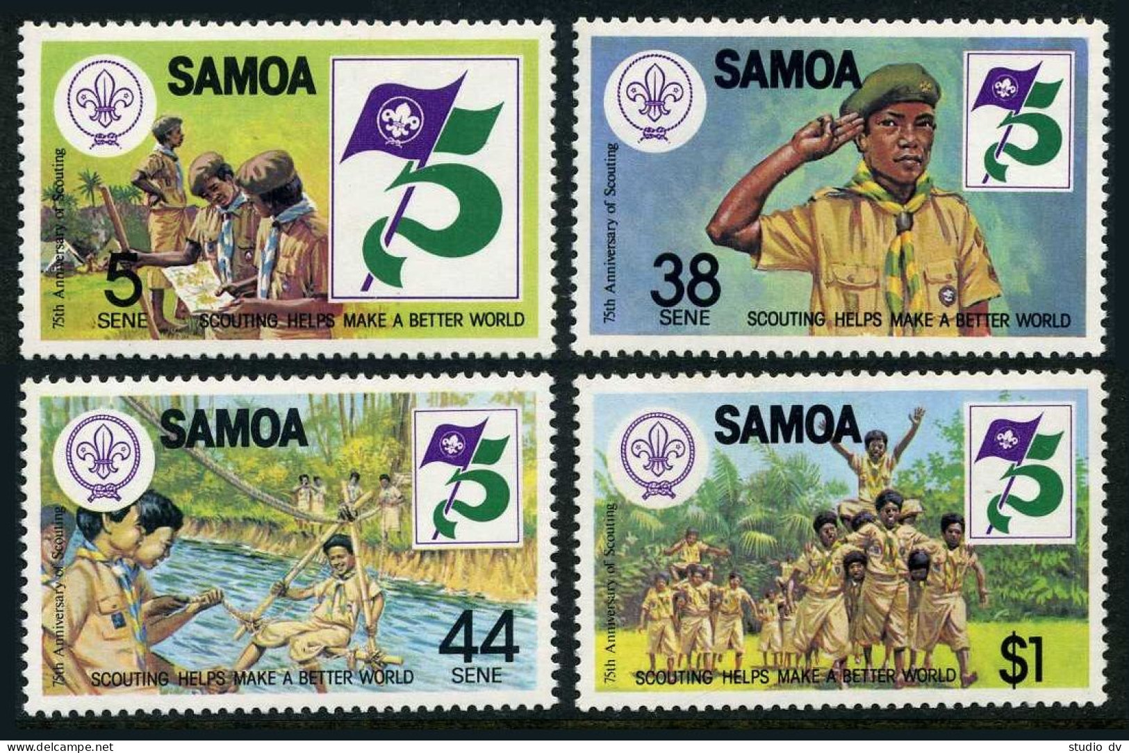 Samoa 575-578, MNH. Mi 481-484. Scouting Year 1982: Map Reading, Bridge, Troop. - Samoa