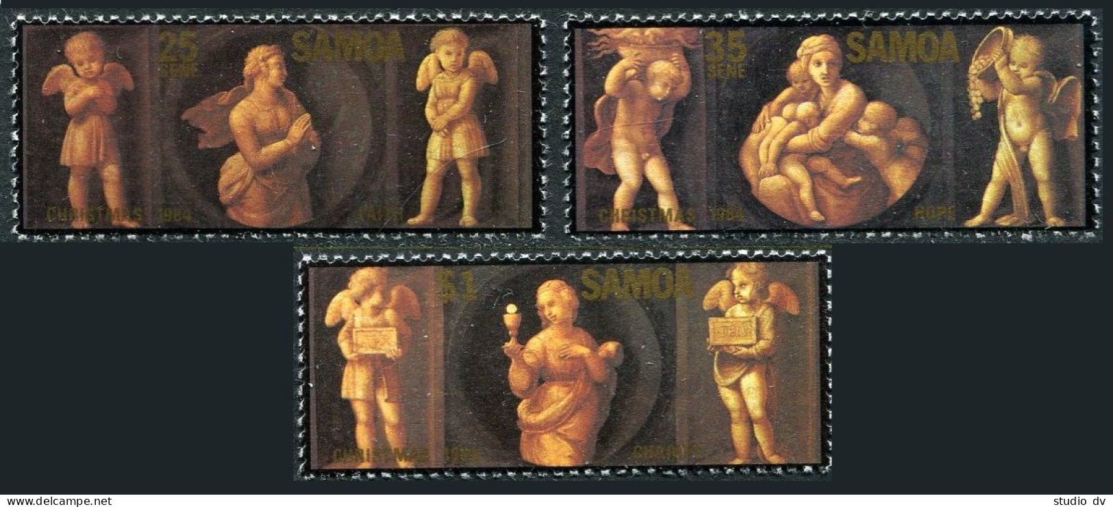 Samoa 634-636,636a, MNH. Michel 550-552, Bl.34. Three Virtues, By Raphael, 1984. - Samoa