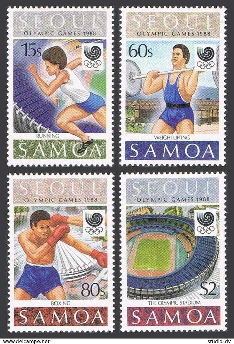 Samoa 721-724,724a, MNH. Mi 645-648,Bl.44. Olympics Seoul-1988. Running, Boxing, - Samoa