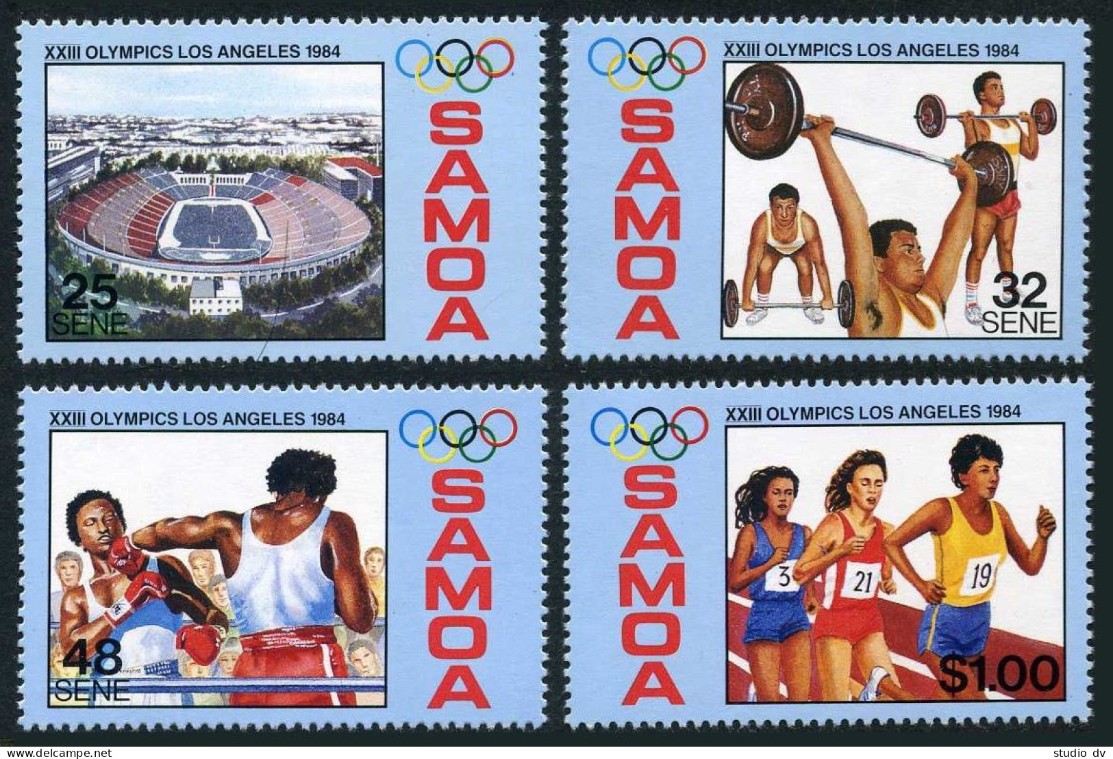 Samoa 629-632,632a Sheet,MNH.Mi 545-548,Bl.32. Olympics Los Angeles-1984.Boxing, - Samoa (Staat)