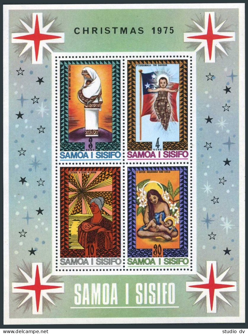 Samoa 424-427,427a, MNH. Mi 324-327,Bl.9. Christmas 1975. Meleane, P.Tuigamala, - Samoa