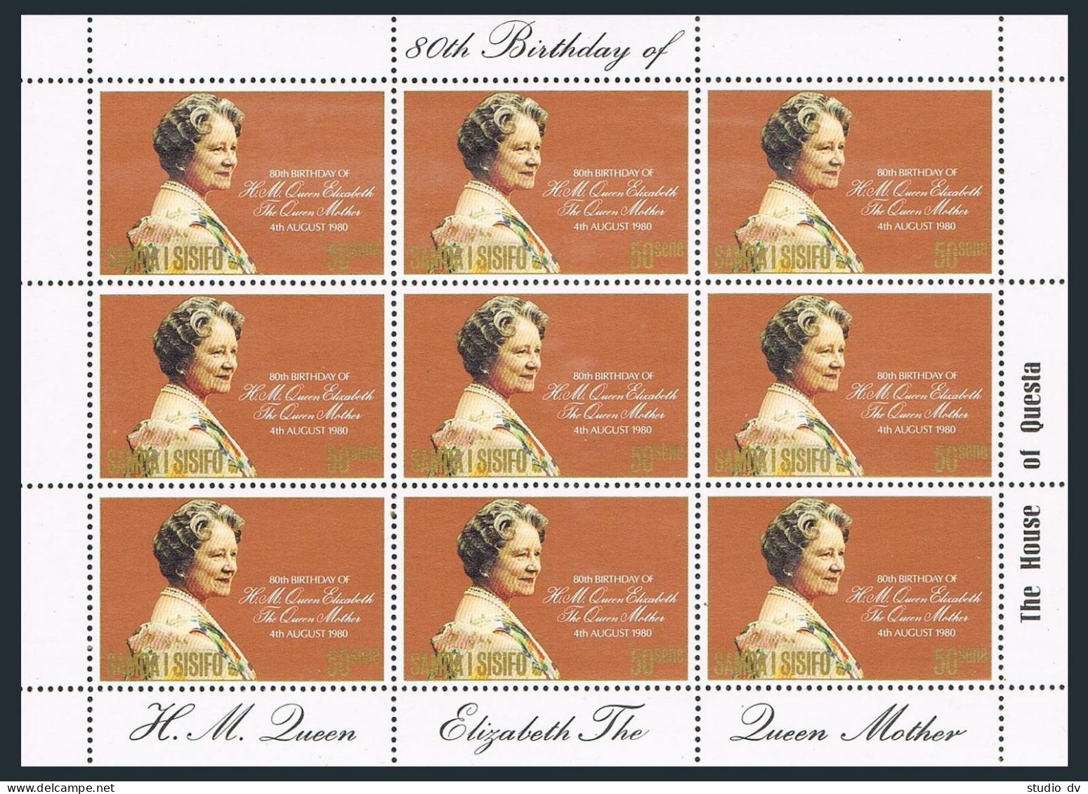 Samoa 532 Sheet, MNH. Michel 434 Klb. Queen Mother Elizabeth 80 Birthday, 1980. - Samoa (Staat)