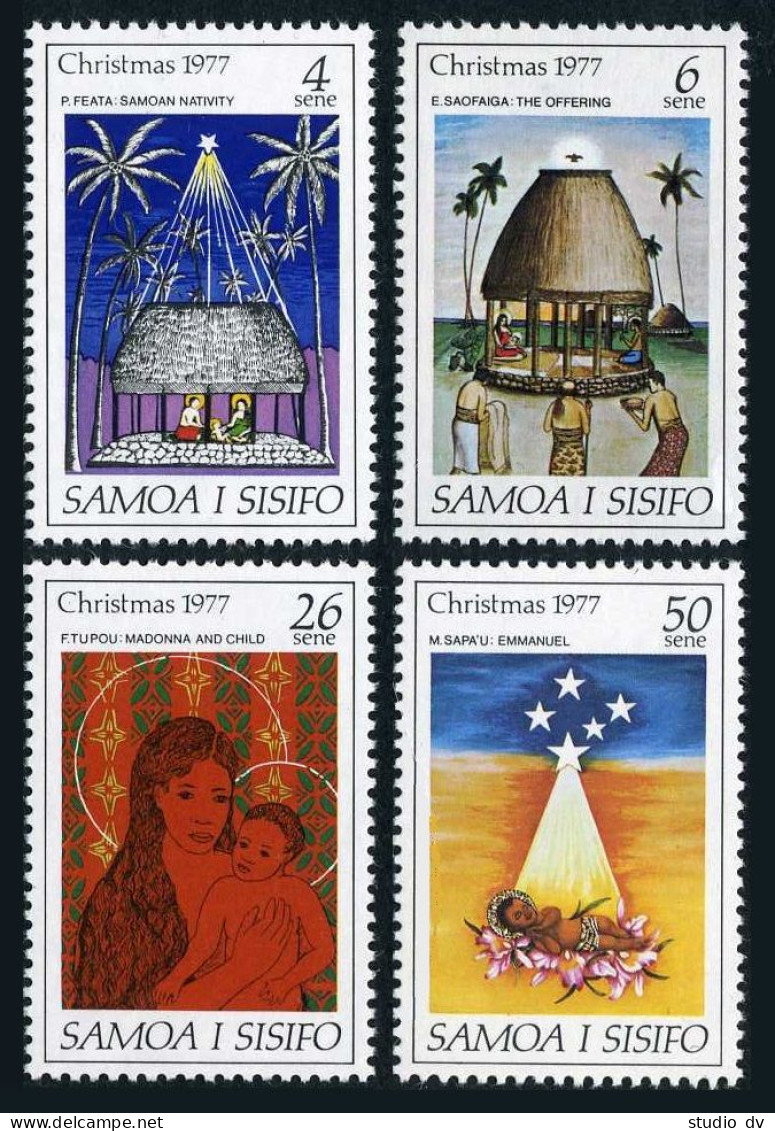 Samoa 462-465, MNH. Mi 362-365. Christmas 1977. Nativity, Virgin & Child,Christ. - Samoa (Staat)