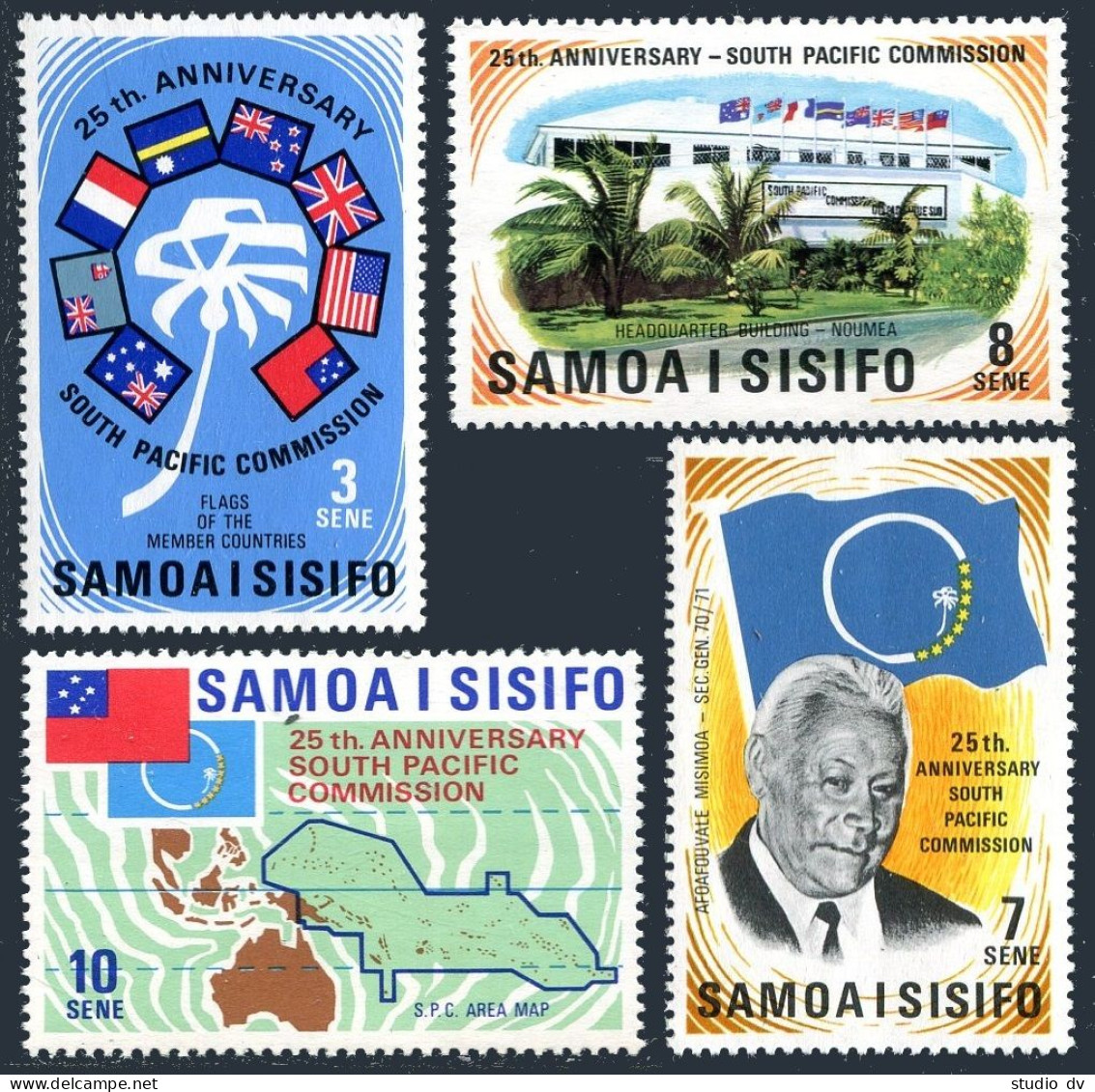 Samoa 361-364, MNH. Mi 254-257. South Pacific Commission, 1972. Flags, Palms,Map - Samoa