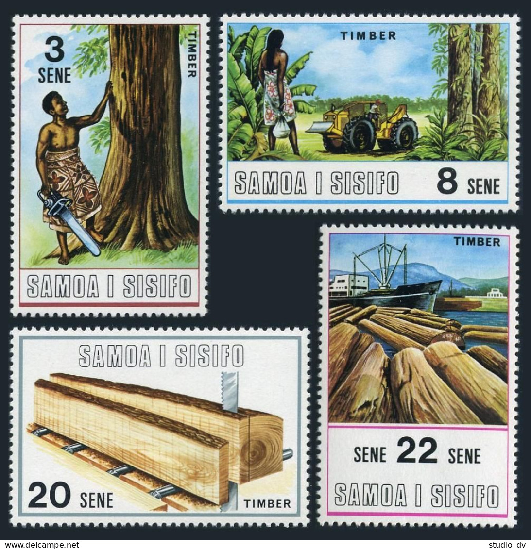 Samoa 339-342, MNH. Mi 232-235. Timber Industry, Lumberjack, Tractor, Ship, 1971 - Samoa