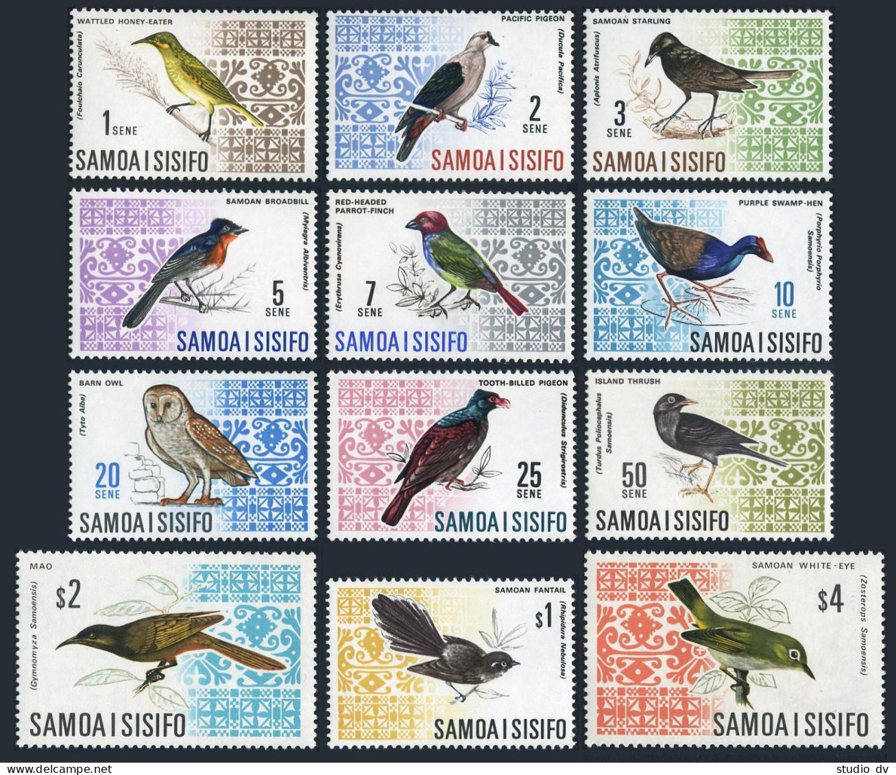 Samoa 265-274B, MNH. Mi 152-161,199-200. Birds 1967. Wattled Honey-eater,Mao,Owl - Samoa (Staat)