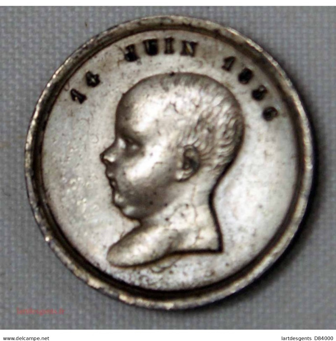 Médaille De Baptême Napoléon Bonaparte 14 Juin 1856 En Argent Par Casqué - Professionnels / De Société