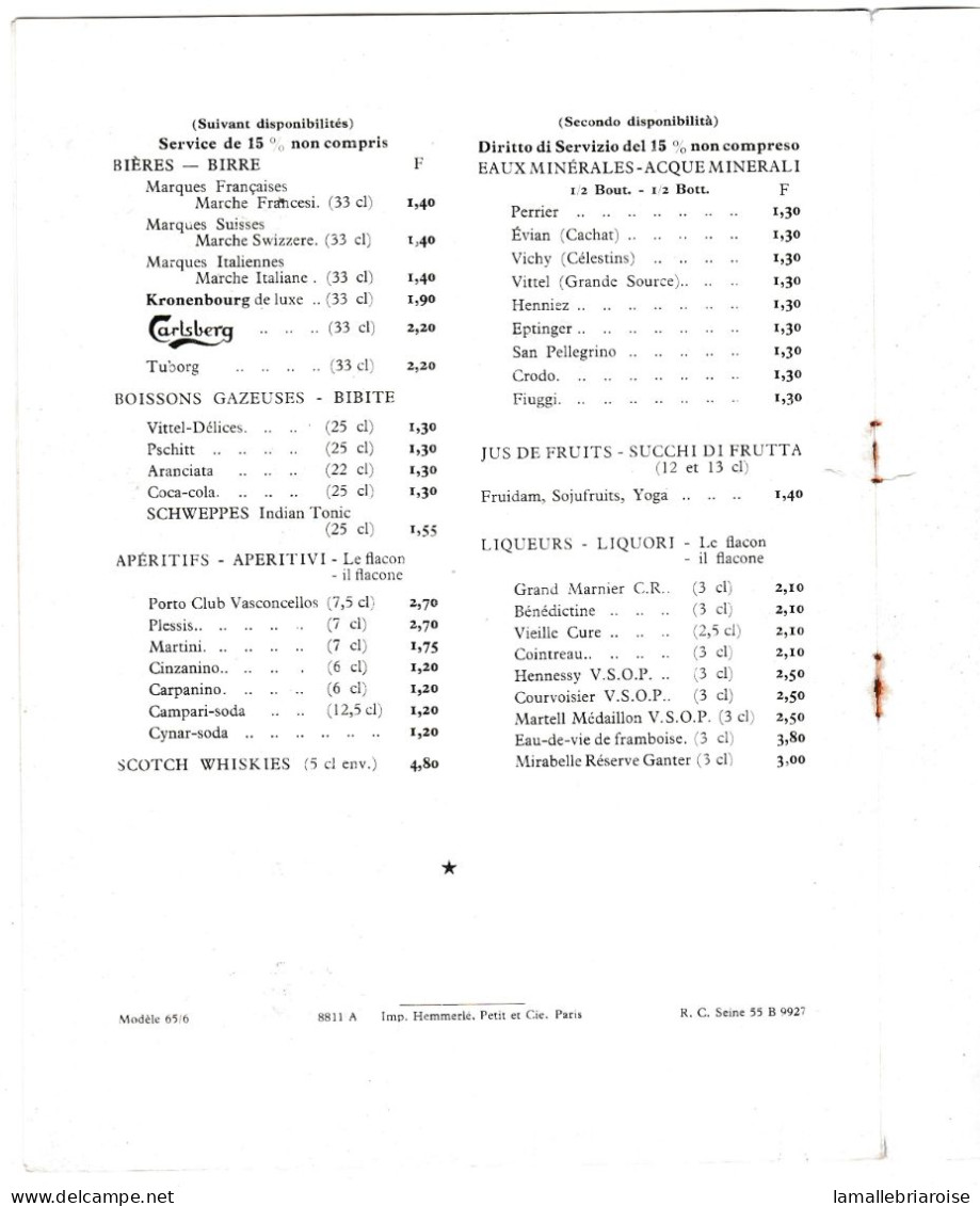 Menu 180x241 mm, Trans Europ Express