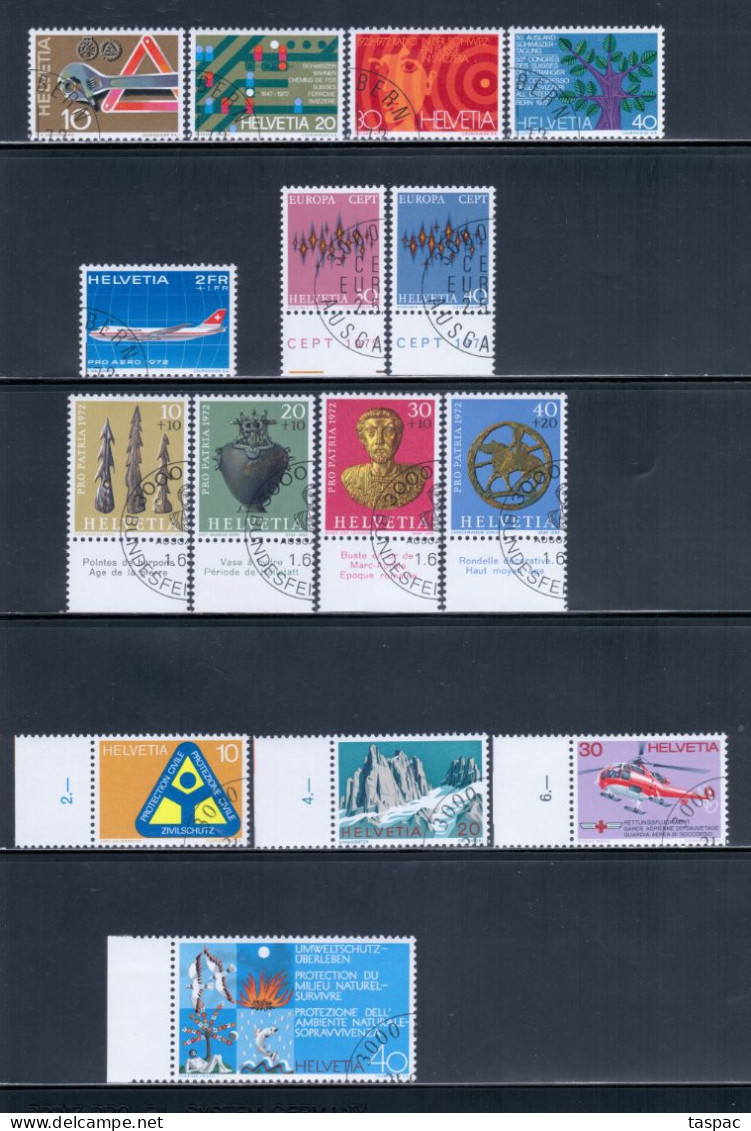 Switzerland 1972 Complete Year Set - Used (CTO) - 24 Stamps (please See Description) - Usati