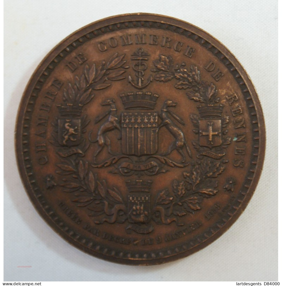 Médaille Chambre De Commerce De RENNES 1858 Par C. TROTIN (rare) - Professionals/Firms