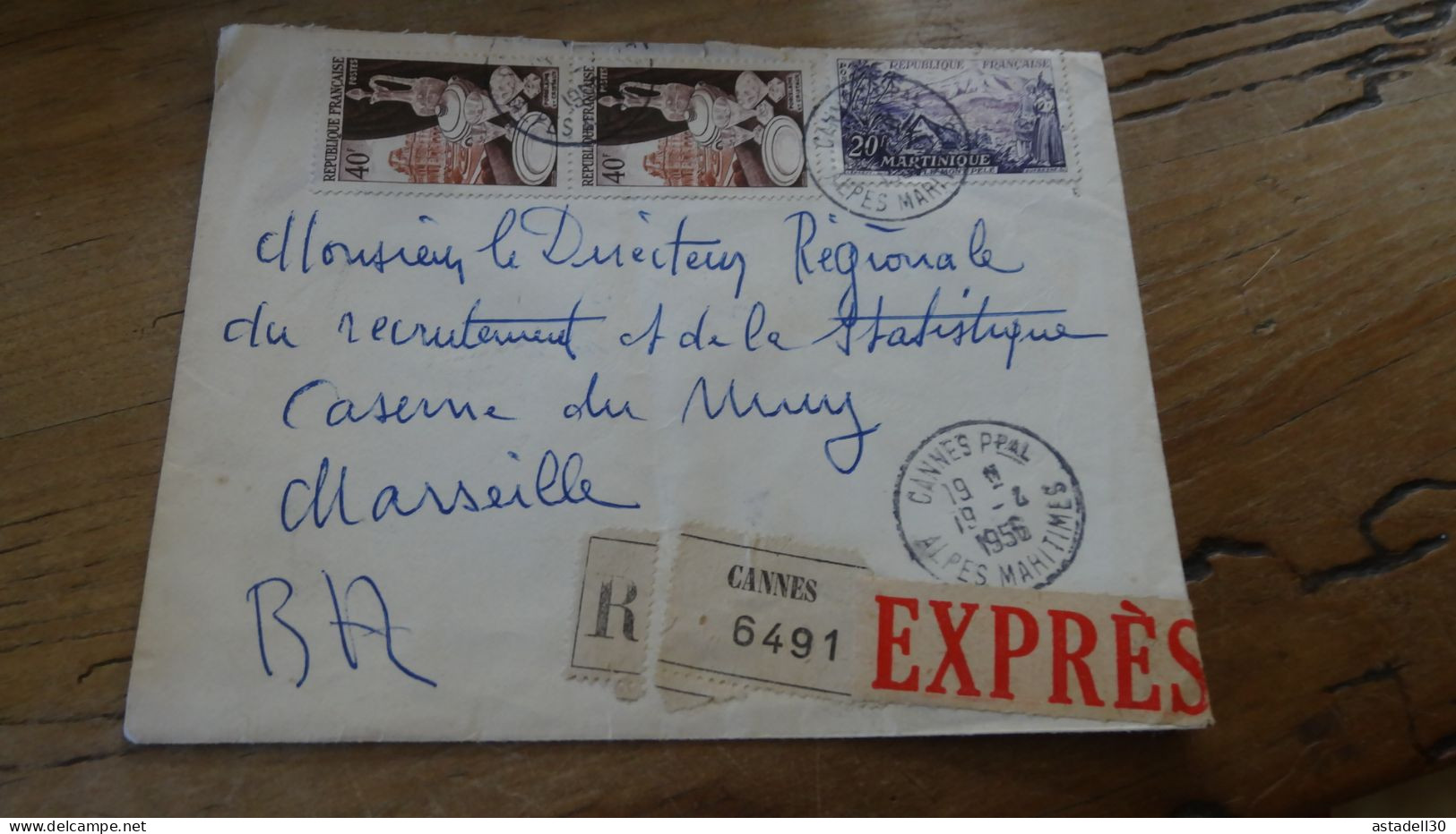 Enveloppe Recommandée EXPRES, Cannes 1956  ............BOITE1.......... 530 - 1921-1960: Modern Period