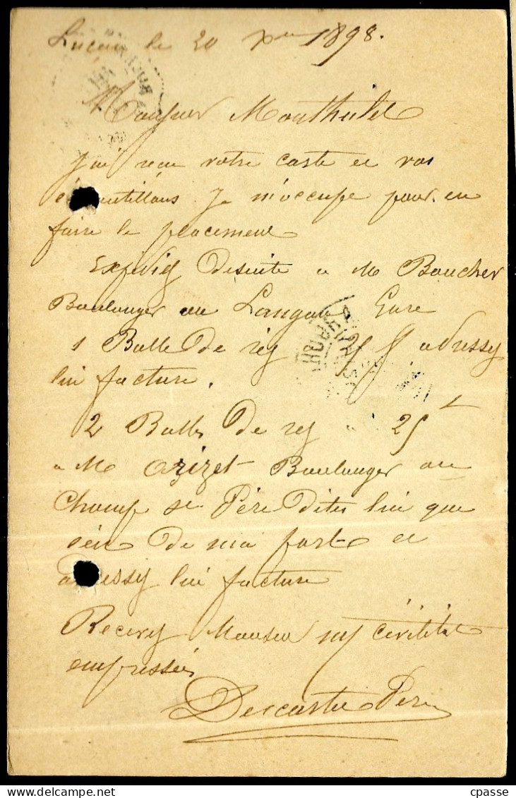 (Lot 2) XIXe CPA Entier Postal Commercial, Cachet Convoyeur "LA ROCHELLE à LA ROCHE-sur-YON" Expéditeur  85 LUCON Vendée - Altri & Non Classificati