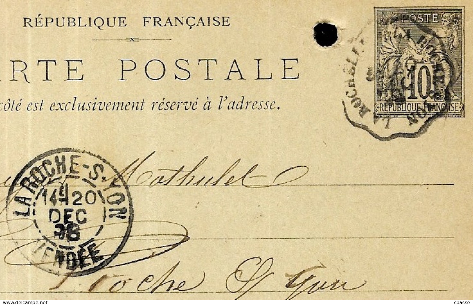 (Lot 2) XIXe CPA Entier Postal Commercial, cachet convoyeur "LA ROCHELLE à LA ROCHE-sur-YON" Expéditeur  85 LUCON Vendée