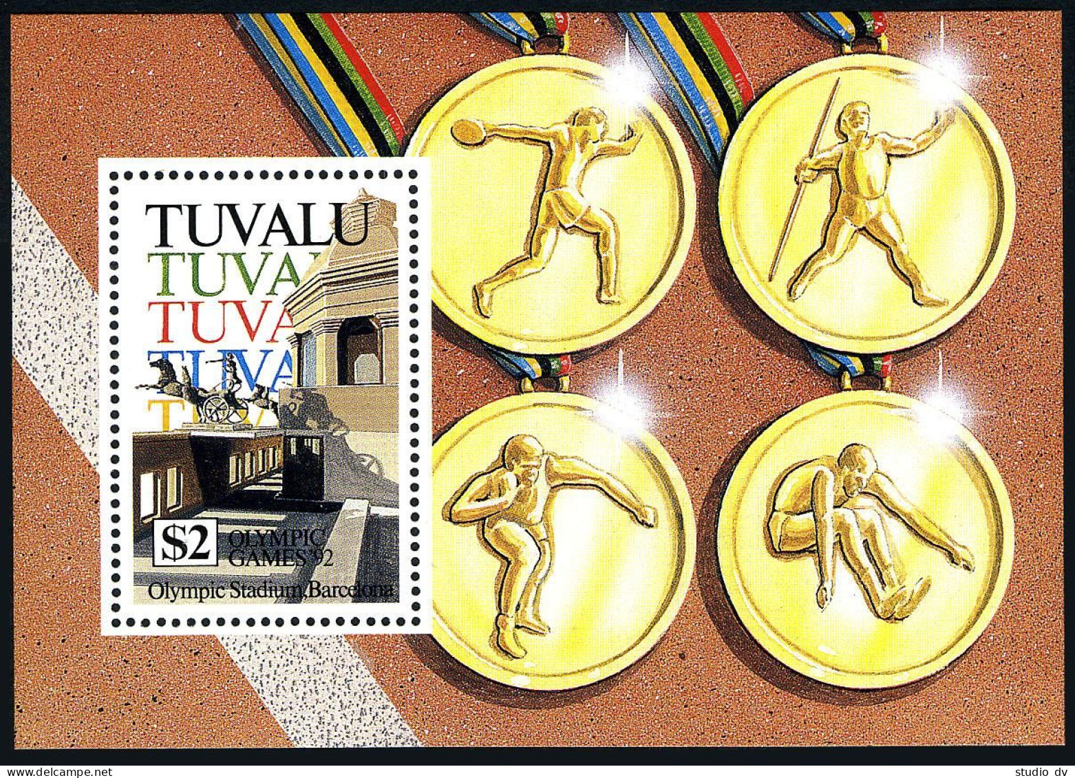 Tuvalu 616, MNH. Michel 637 Bl.43. Olympics Barcelona-1992. Olympic Stadium. - Tuvalu