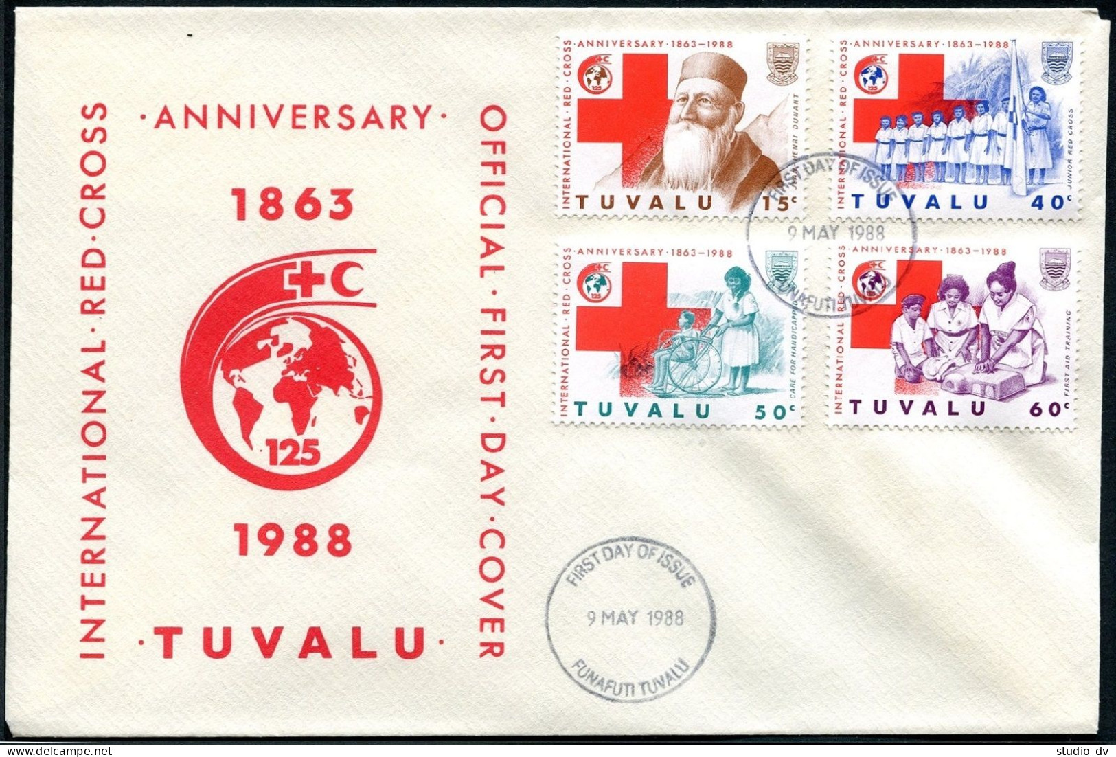 Tuvalu 485-488 FDC, MNH. Mi 506-509. Red Cross, Red Crescent. Jean Dunant. - Tuvalu