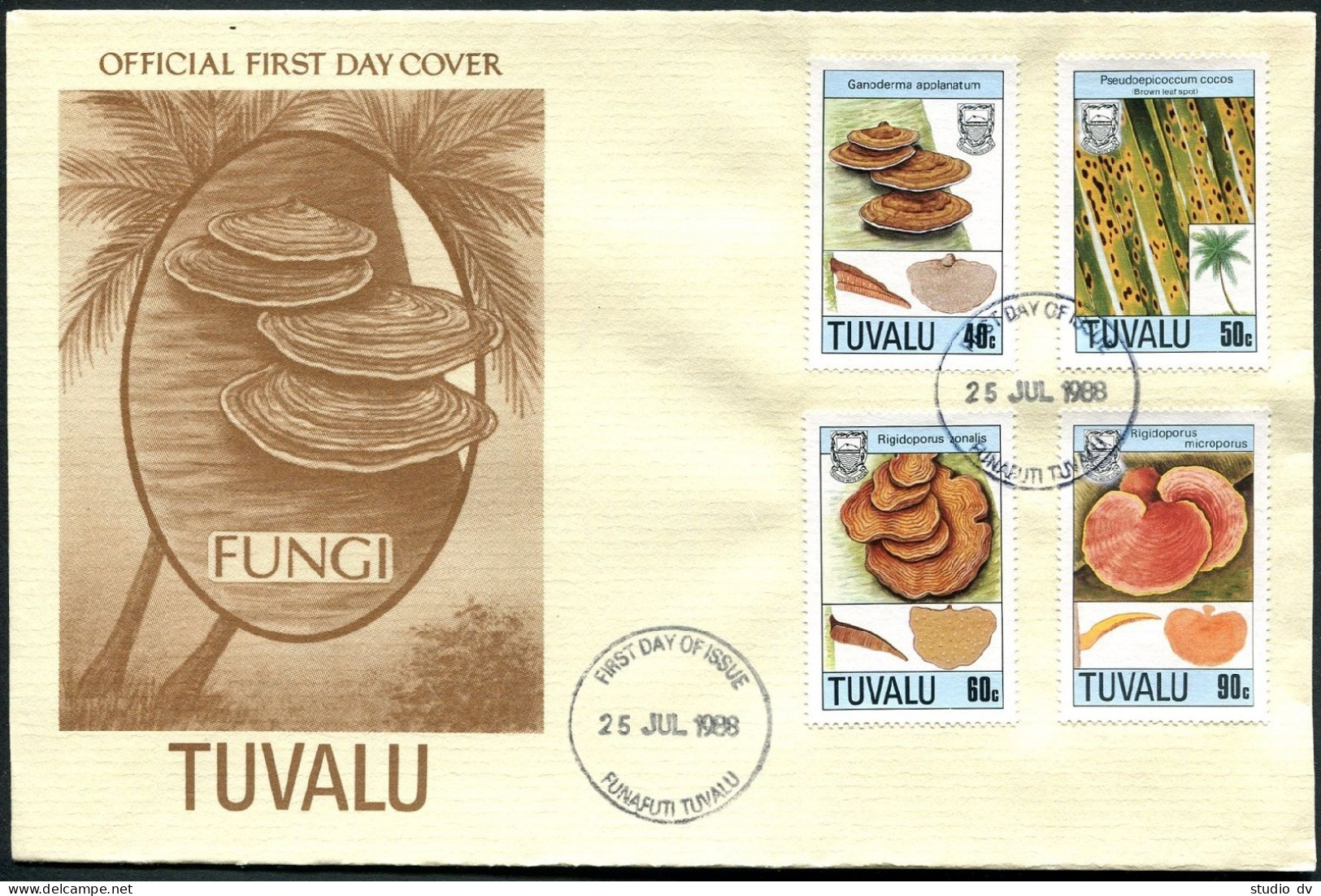 Tuvalu 497-500 FDC. Michel 518-521. Mushrooms 1988. - Tuvalu