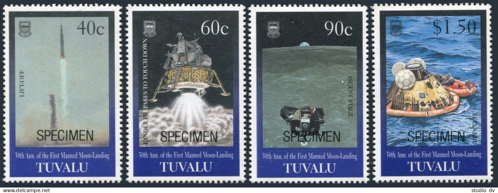 Tuvalu 800-803 SPECIMEN,MNH.Mi 832-835. 1st Manned Moon Landing,30th Ann.1999. - Tuvalu