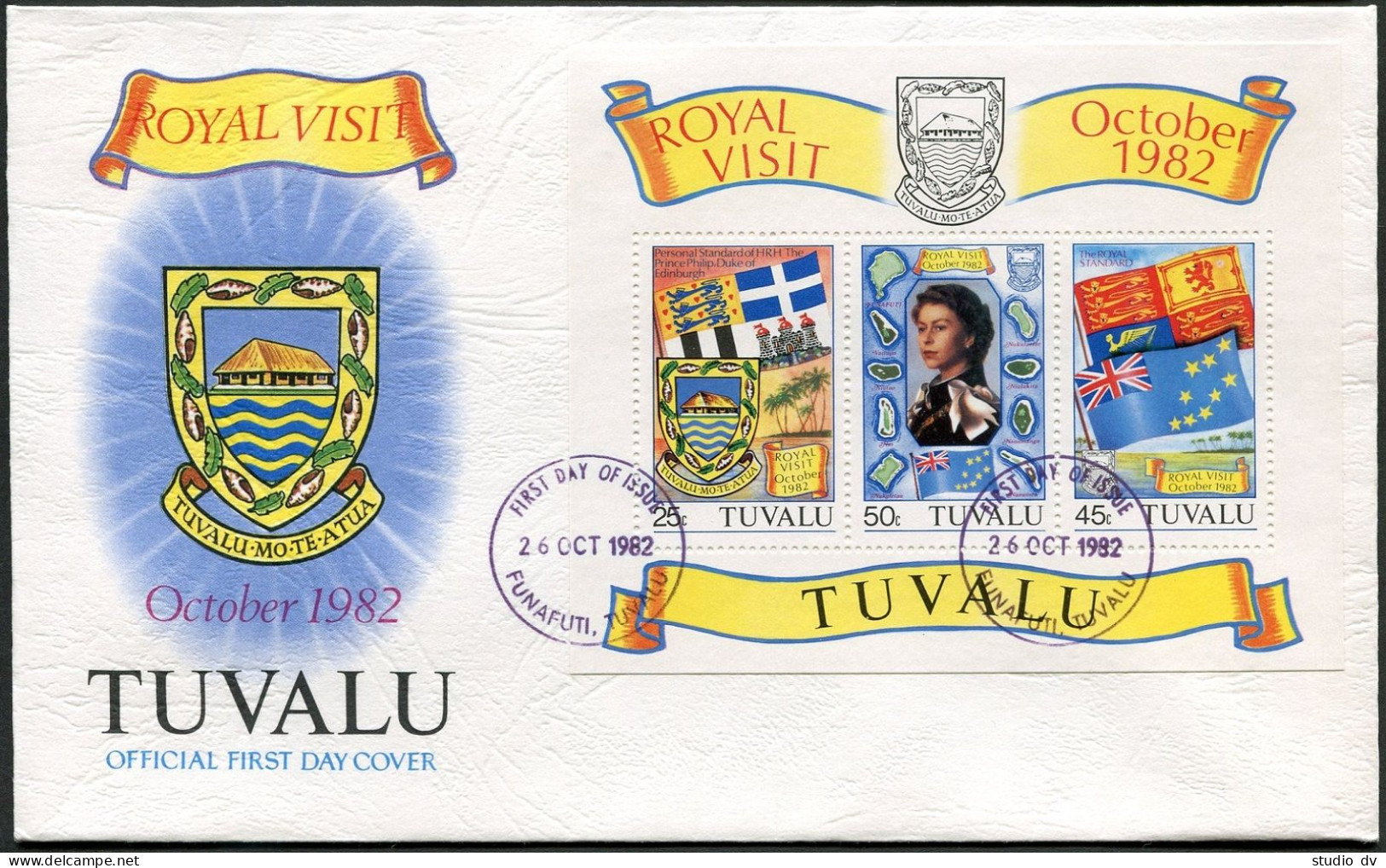 Tuvalu 180-182,182a Two FDC.Michel 170-172. Visit Of QE II,Prince Philip,1982. - Tuvalu