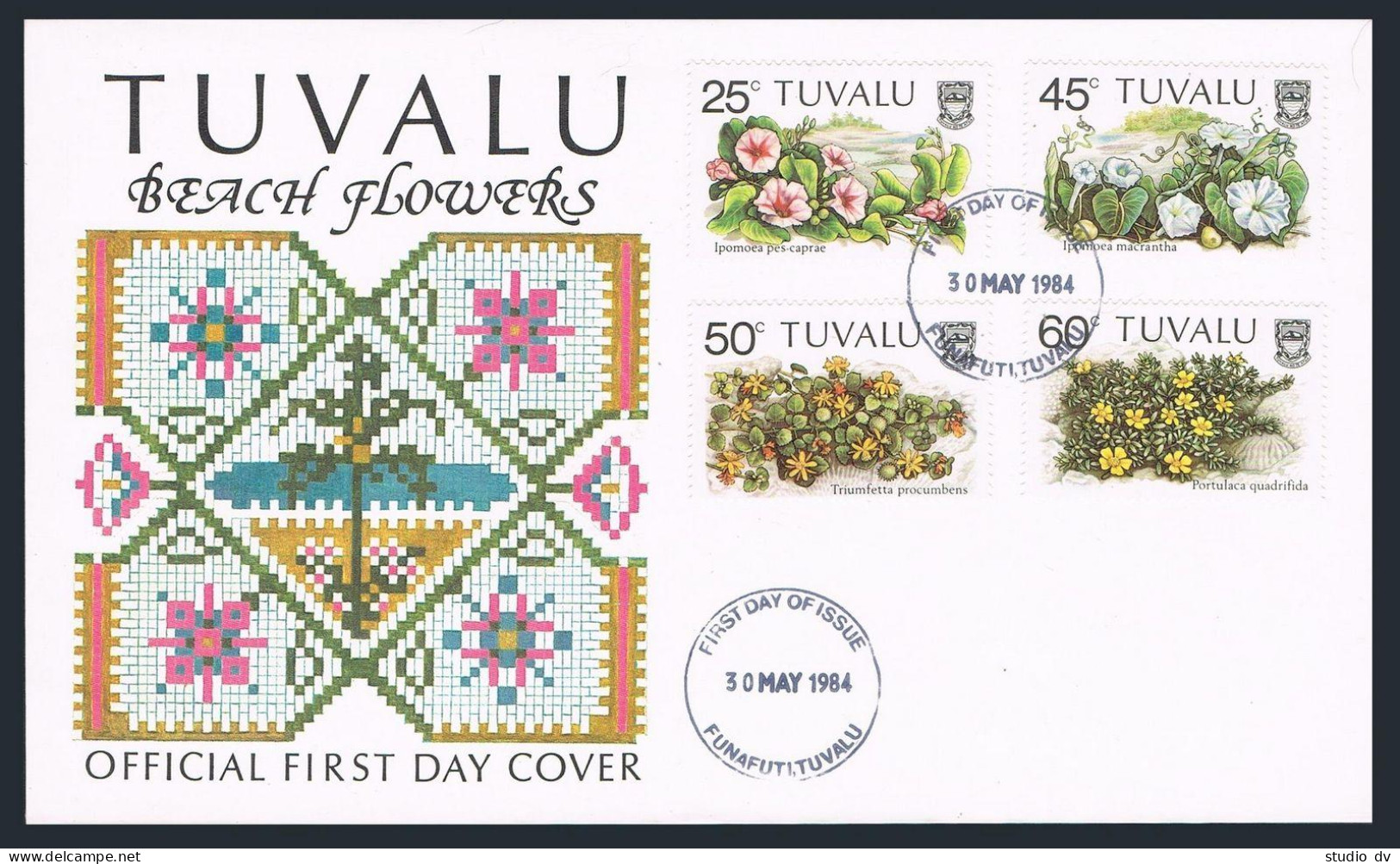 Tuvalu 231-234,FDC.Michel 224-227. Beach Flowers 1984. - Tuvalu