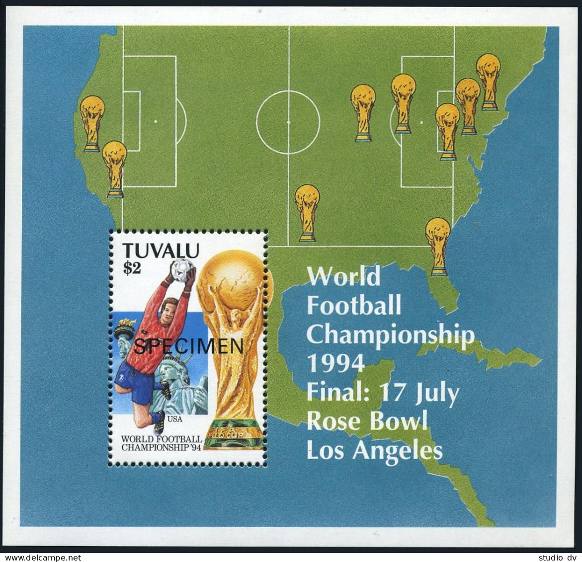 Tuvalu 670 Specimen,MNH.Michel Bl.50. World Cup Soccer USA-1994. - Tuvalu