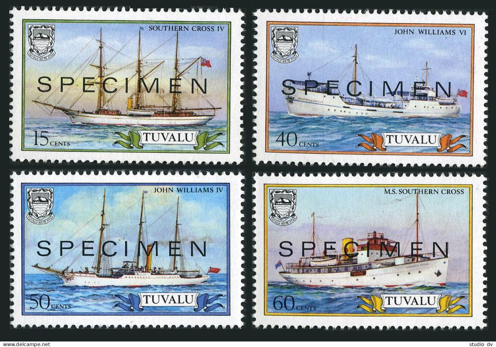 Tuvalu 410-413 SPECIMEN,MNH.Mi 430-433. Ships 1987.Southern Cross IV,J.Williams. - Tuvalu