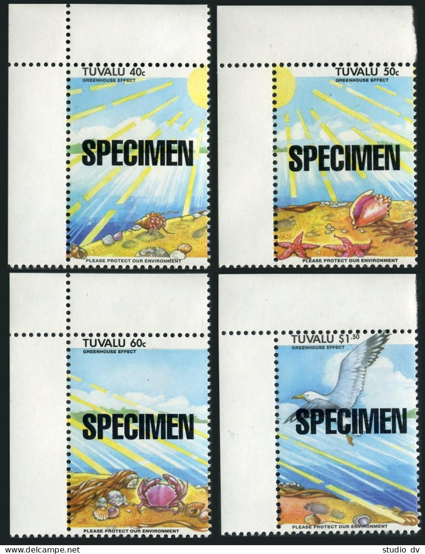 Tuvalu 649-652 SPECIMEN,MNH.Mi 670-673. Greenhouse Effect,1993.Beach Scene.Bird, - Tuvalu (fr. Elliceinseln)