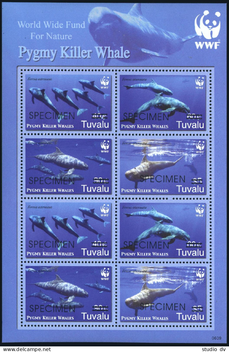 Tuvalu 1022e SPECIMEN Sheet, MNH. WWF 2006. Pygmy Killer Whales. - Tuvalu (fr. Elliceinseln)