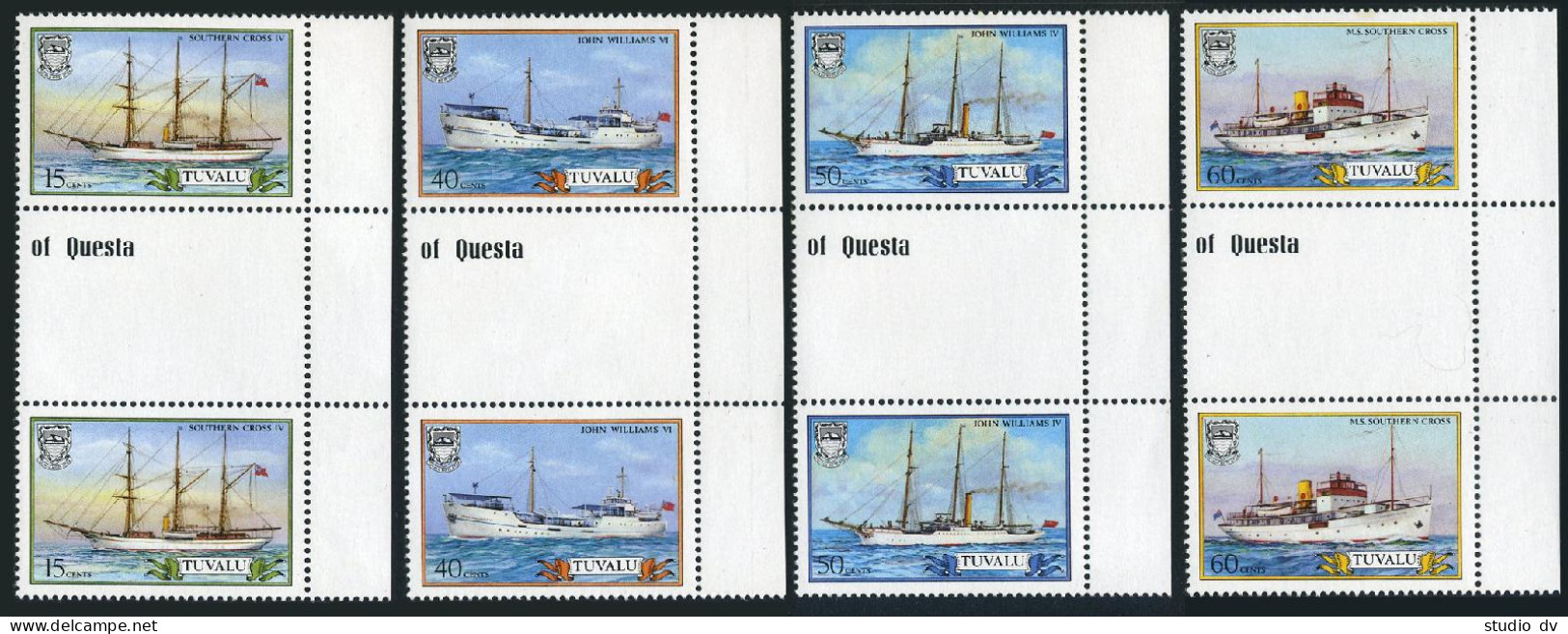 Tuvalu 410-413 Gutter,MNH.Mi 430-433. Ships 1987.Southern Cross IV,John Williams - Tuvalu (fr. Elliceinseln)