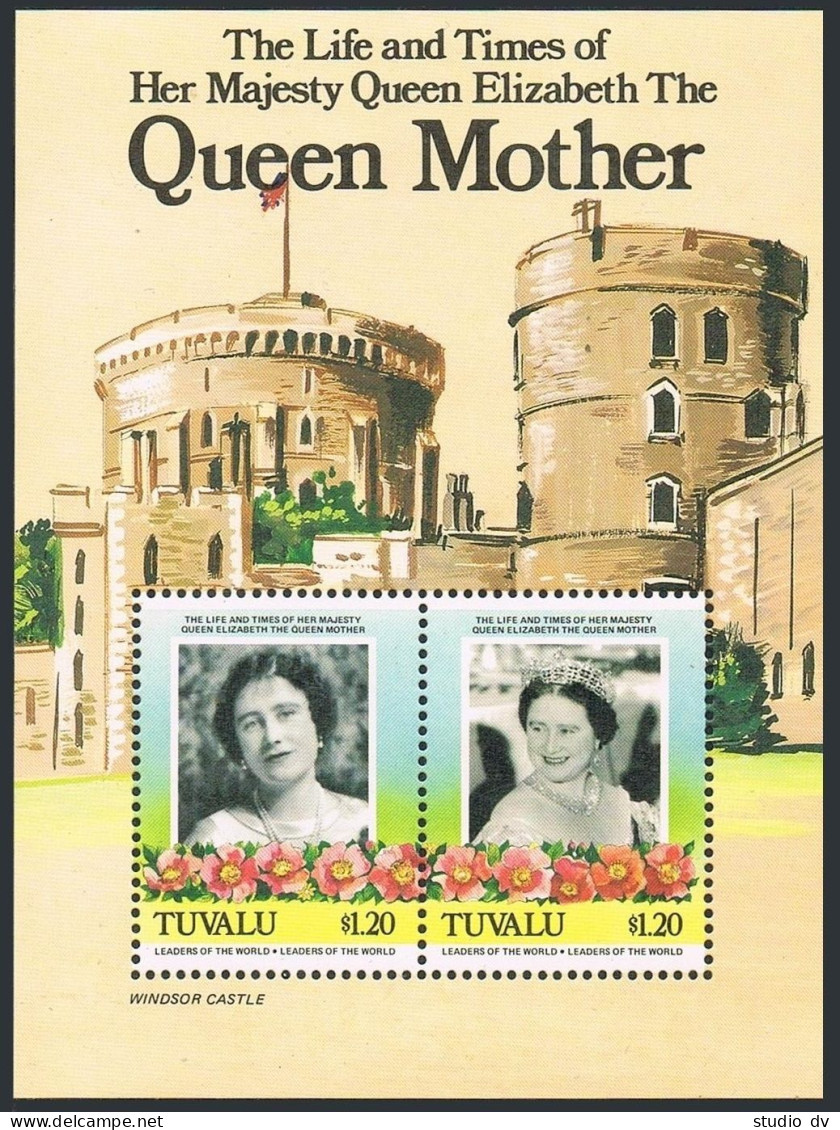 Tuvalu 315 Ab Sheet,MNH.Michel Bl.10. Queen Mother Elizabeth 85th Birthday.1985. - Tuvalu