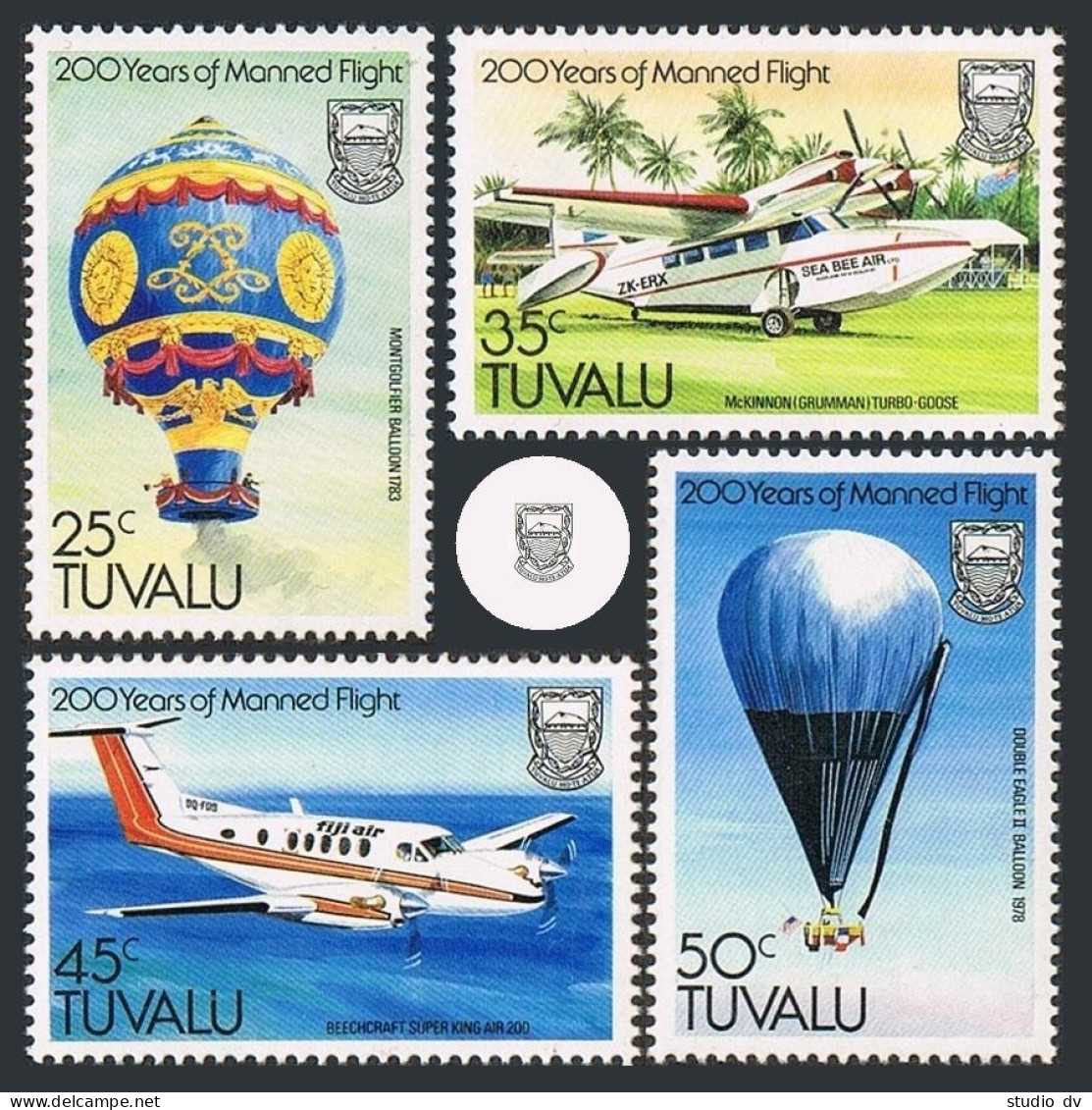 Tuvalu 208-211, MNH. Michel 199-202. First Manned Flight-200, 1983. Balloons. - Tuvalu (fr. Elliceinseln)
