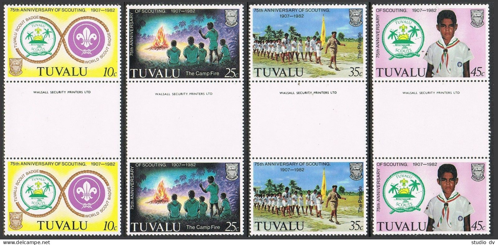 Tuvalu 176-179 Gutter,MNH.Michel 166-169. Scouting Year 1982.Campfire,Parade, - Tuvalu (fr. Elliceinseln)