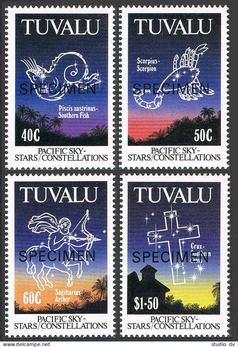 Tuvalu 586-589 SPECIMEN,MNH.Michel 607-610. Constellations 1992.Southern Fish, - Tuvalu
