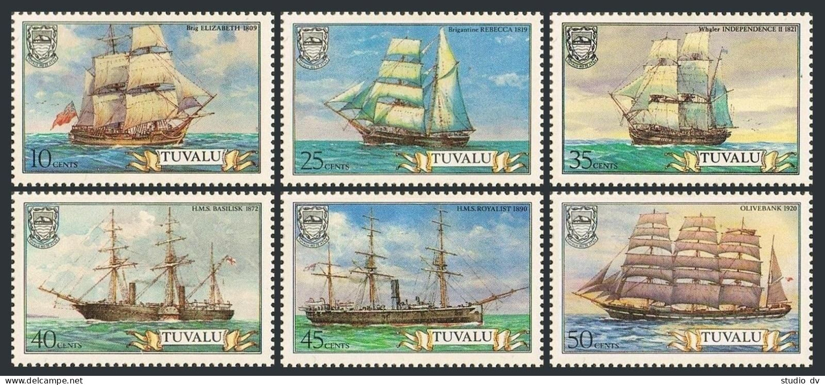 Tuvalu 151-156, MNH. Mi 138-143. Ships 1981. Elizabeth 1809, Rebecca, Basilisk, - Tuvalu (fr. Elliceinseln)