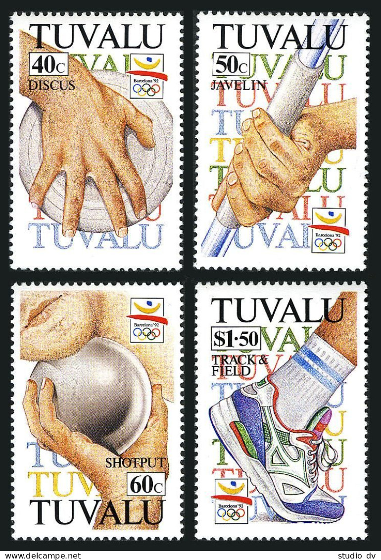 Tuvalu 612-615, MNH. Mi 633-636. Olympics Barcelona-1992. Discus, Javelin, Track - Tuvalu (fr. Elliceinseln)
