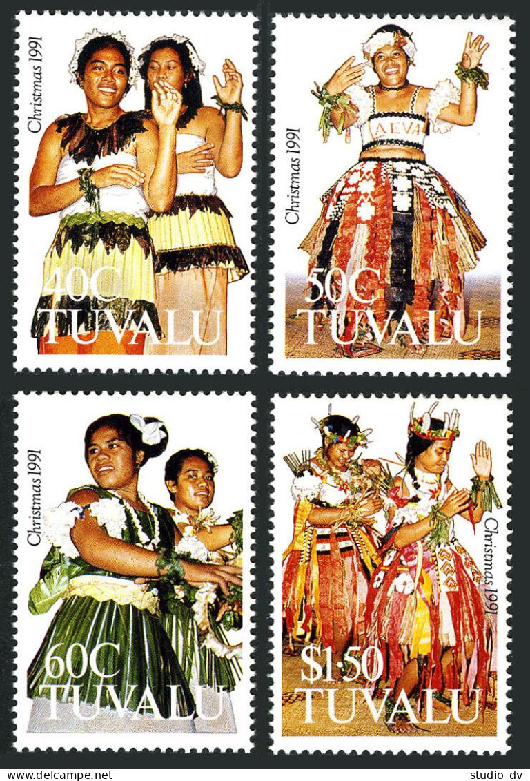 Tuvalu 582-585,MNH.Michel 603-606. Christmas-1991.Traditional Dance Costumes. - Tuvalu (fr. Elliceinseln)