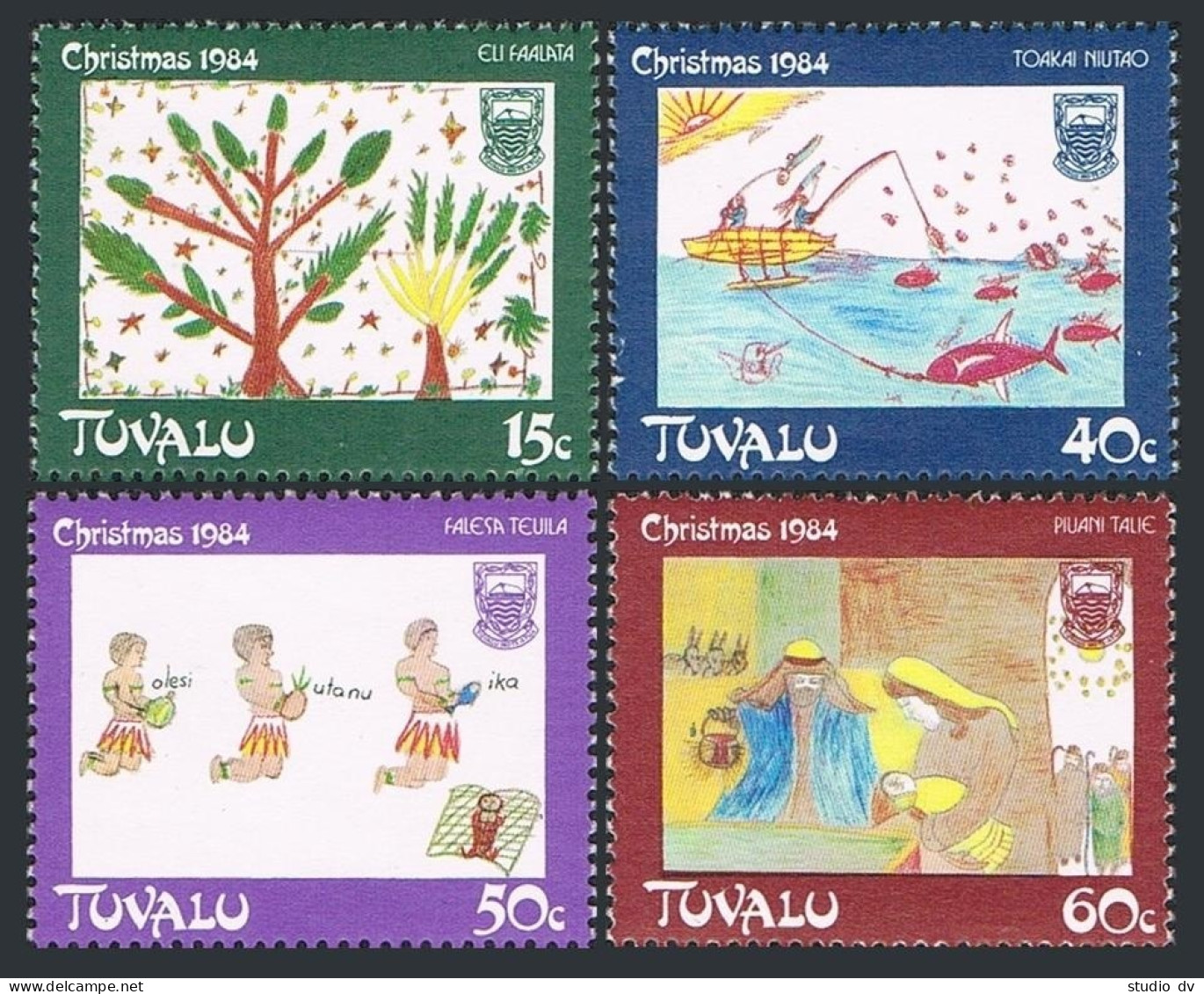 Tuvalu 267-270, MNH. Michel 264-267. Christmas 1984. Children's Drawings. - Tuvalu