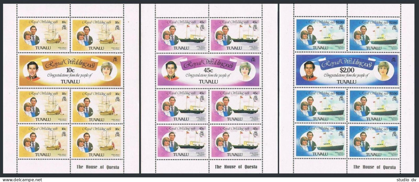 Tuvalu 157-162 Sheets, MNH. Mi 145-150 Klb. Prince Charles, Lady Diana, 1981. - Tuvalu