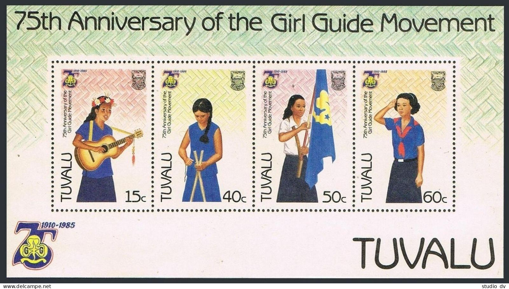 Tuvalu 328-331,331a Sheet,MNH.Michel 322-325,Bl.13. Girl Guide Movement,75,1985. - Tuvalu (fr. Elliceinseln)