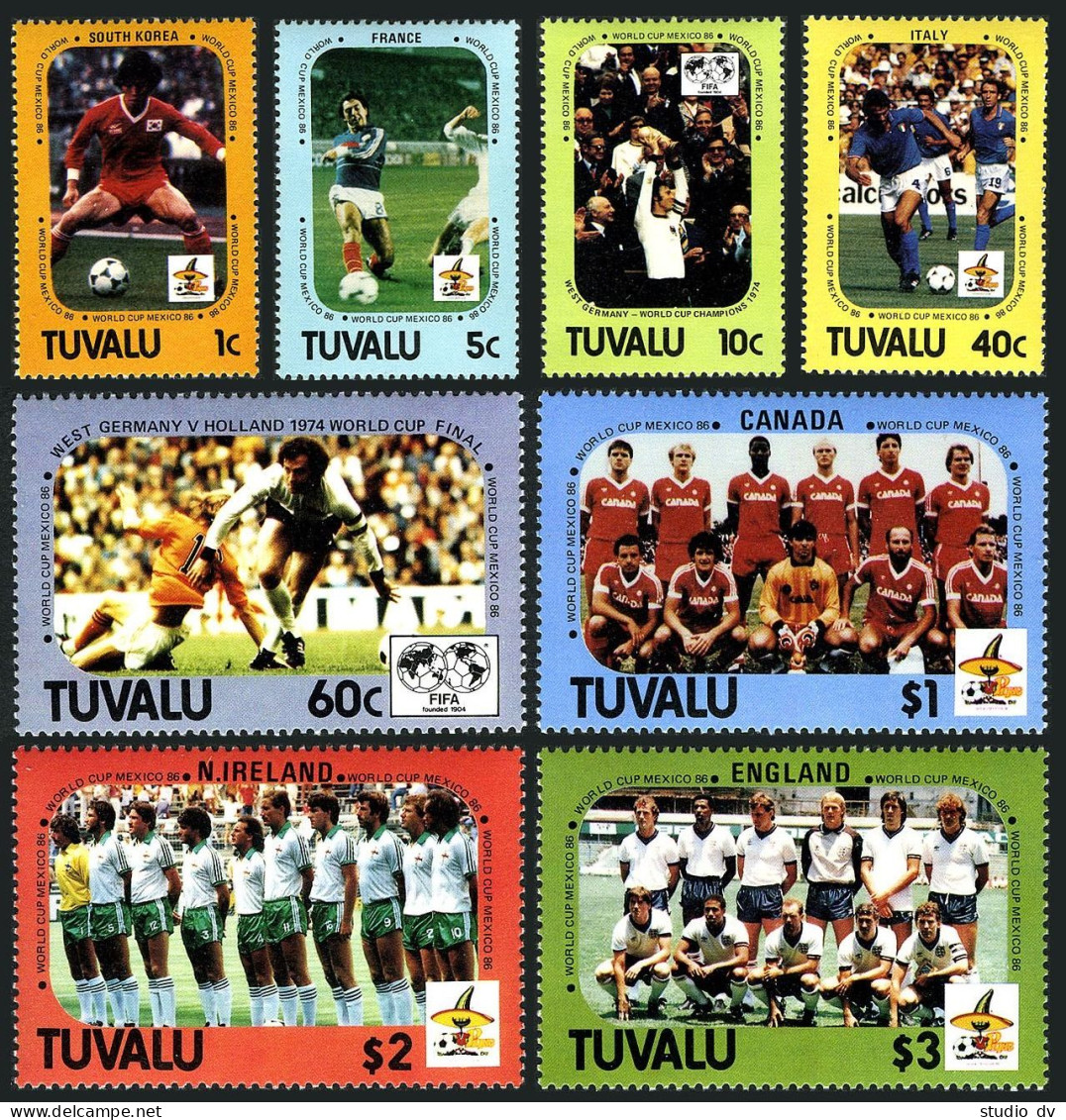 Tuvalu 364-371, MNH. Mi 367-374. World Soccer Cup Mexico-1986. History. Players. - Tuvalu (fr. Elliceinseln)
