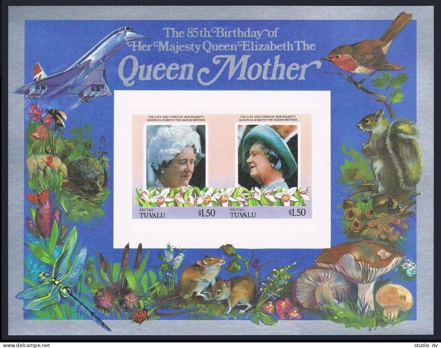 Tuvalu Niutao 42-43 Imperf.MNH.Mi Bl.2B-3B. Queen Mother,85th Birthday.Fauna. - Tuvalu