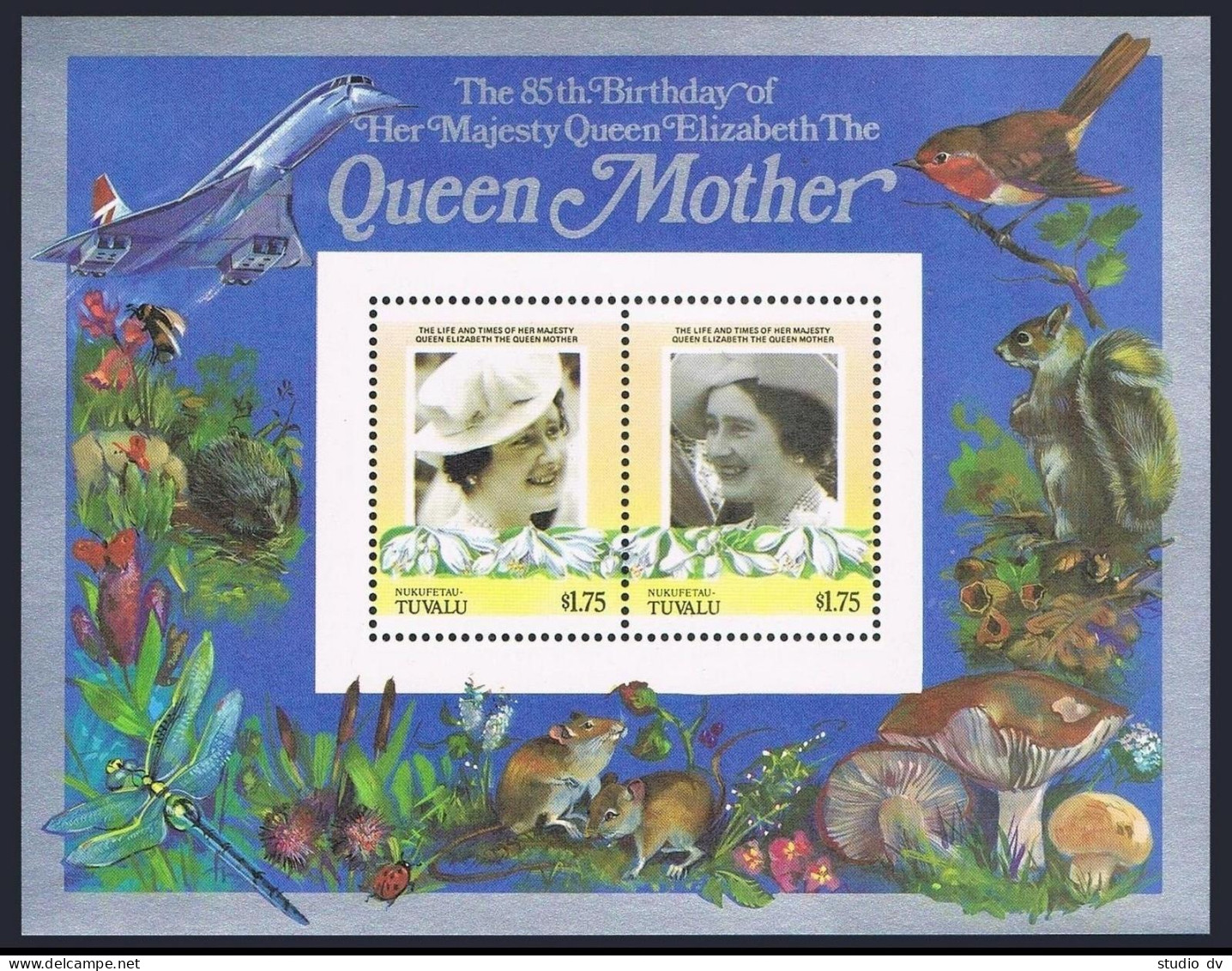 Tuvalu Nukufetau 49-50,MNH.Michel Bl.2-3. Queen Mother 85th Birthday.Fauna. - Tuvalu