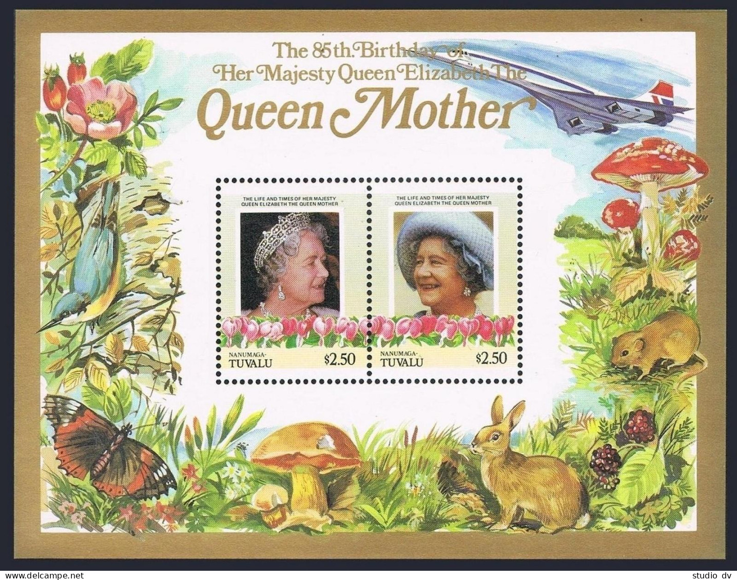 Tuvalu Nanumaga 50-51,MNH.Mi Bl.2-3. Queen Mother Elizabeth,85th Birthday.Fauna. - Tuvalu (fr. Elliceinseln)