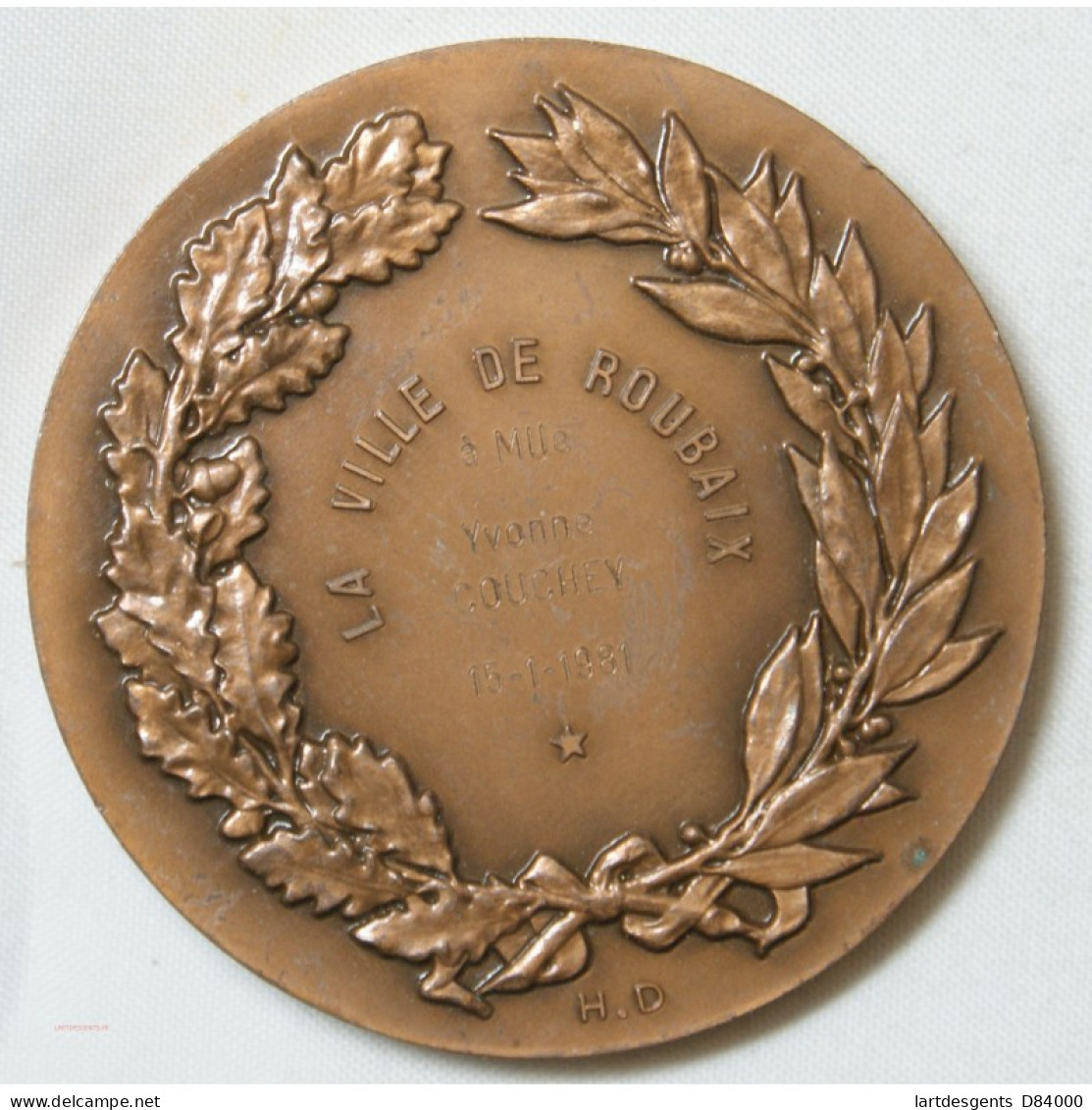 Médaille Bronze Ville De ROUBAIX Par H.D - Professionnels / De Société