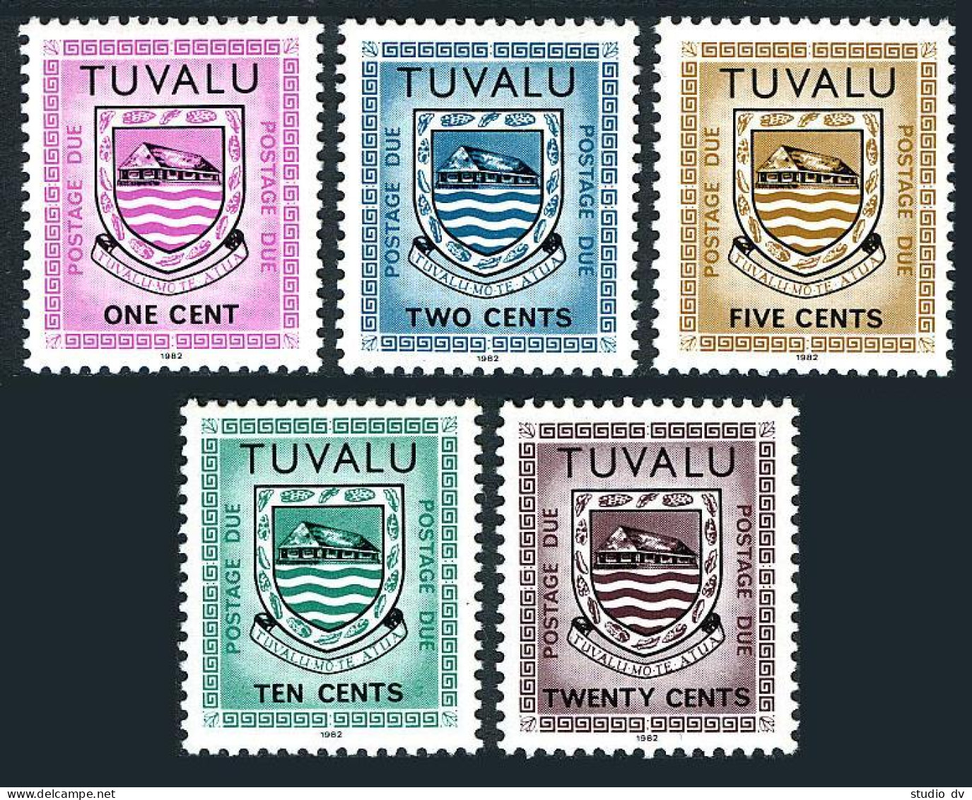 Tuvalu J1a-J5a,MNH.Michel P1C-P5C. Due Stamps Inscribed 1982.Arms. - Tuvalu