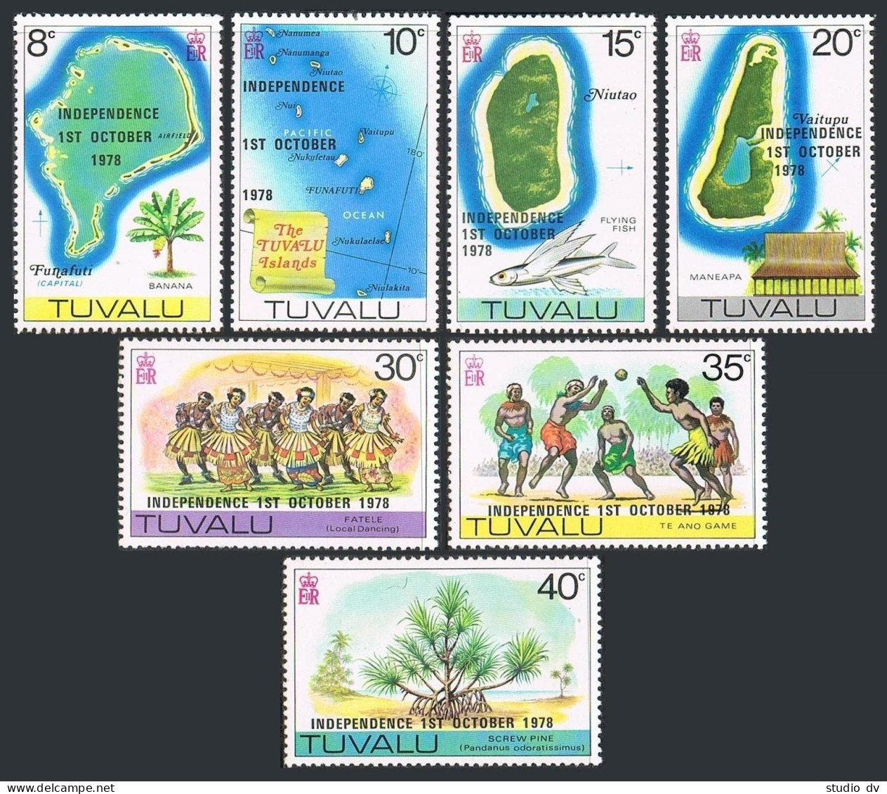 Tuvalu 85-91, MNH. Michel 72-78. INDEPENDENCE 1ST OCTOBER 1978. Maps. - Tuvalu