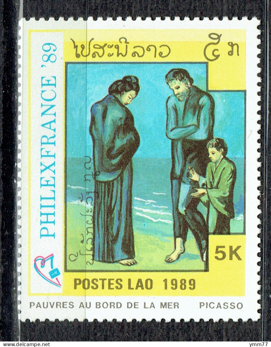 Exposition Philatélique Mondiale à Paris "Philexfrance'89". Œuvres De Picasso : "Pauvres Au Bord De La Mer" - Laos
